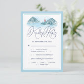 Cartons Réponse Ocean Mountain Lighthouse Light Blue Mariage Repas (Debout devant)