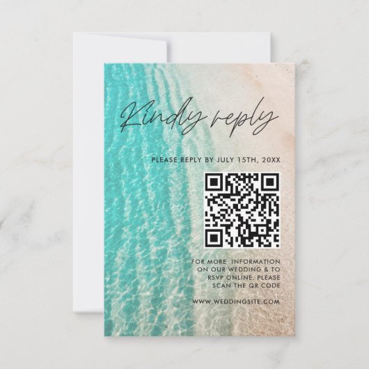 Cartons Réponse Ocean Summer Beach Destination Mariage Qr Code (Devant)