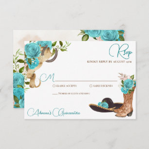 Cartons Réponse Océan Turquoise Bleu Charro Ouest Quinceanera