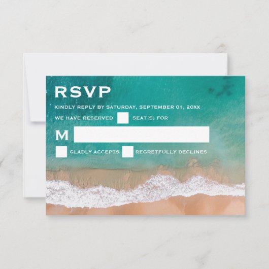 Cartons Réponse Ocean Wave, Mariage plage (Devant)
