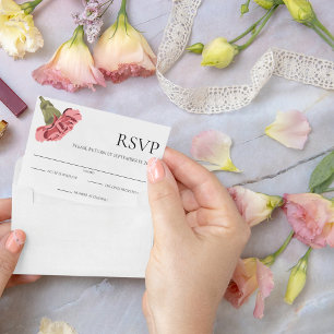 Cartons Réponse Oeillets roses sur floral moderne blanc