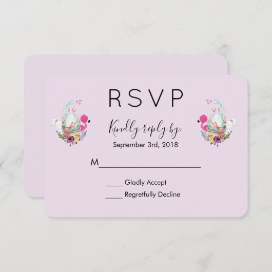 Cartons Réponse Oeuf mou dans un panier avec Flamant rose et lapin (Devant / Derrière)