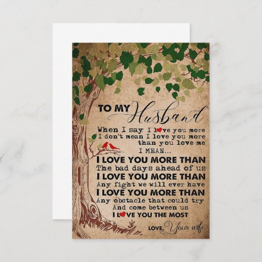 Cartons Réponse Œuvre d'art de femme à mon mari je t'aime plus (Devant / Derrière)