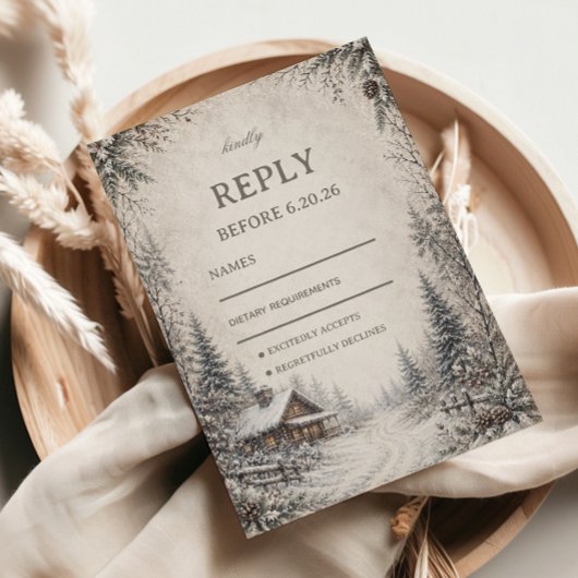 Cartons Réponse Œuvre d'art rustique de forêt enneigée