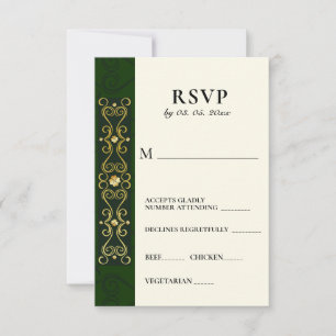 Cartons Réponse Oeuvre d'or irlandaise Elegant Mariage vert Abstra