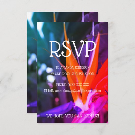 Cartons Réponse Oiseau De Paradis Fleur Coloré (Devant / Derrière)