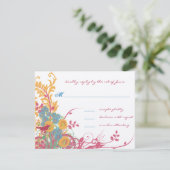 Cartons Réponse Oiseaux de l'amour floral rose et bleu mariage (Debout devant)