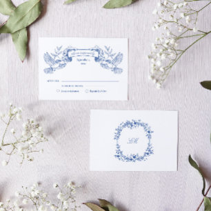 Cartons Réponse Oiseaux de toile bleue mariage