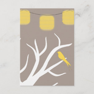 Cartons Réponse Oiseaux jaunes dans un arbre et des lanternes en p
