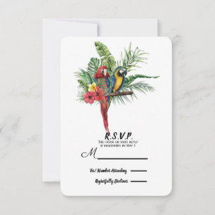 Cartons Réponse Oiseaux Paradis Insulaire Floral Tropical Mariage
