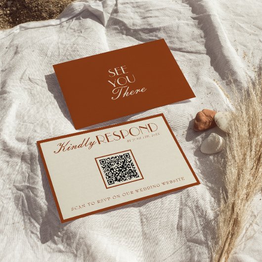 Cartons Réponse Old Money Burnt Orange QR Fancy Code Wedding