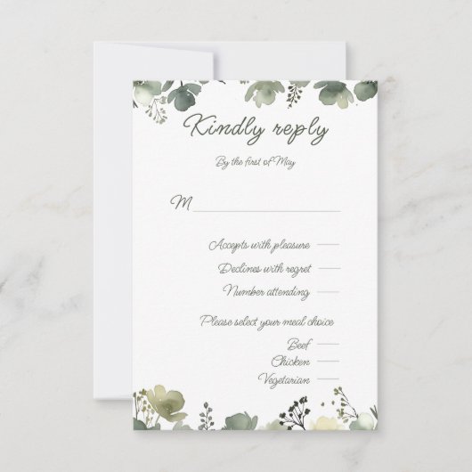 Cartons Réponse Olive Floral Wedding (Devant)