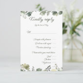 Cartons Réponse Olive Floral Wedding (Debout devant)