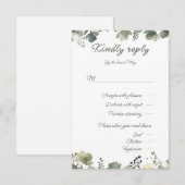 Cartons Réponse Olive Floral Wedding (Devant / Derrière)