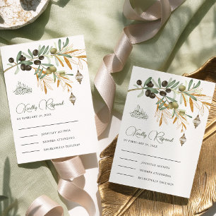 Cartons Réponse Olive Gold Branch Arabian Lanterne Mariage islamiq