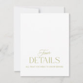 Cartons Réponse Olive Green Minimalist Wedding Information Card  (Devant)