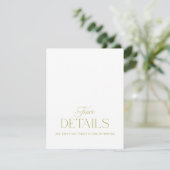 Cartons Réponse Olive Green Minimalist Wedding Information Card  (Debout devant)