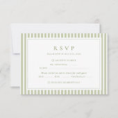 Cartons Réponse Olive Green Stripes Wedding (Devant)