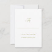 Cartons Réponse Olive Green & White Minimalist Wedding  (Dos)