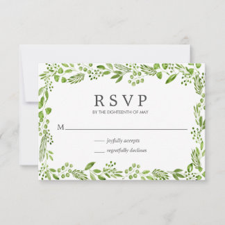 Cartons Réponse Olive Rustique Verdure Mariage élégant