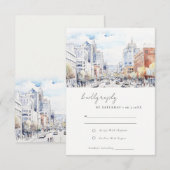 Cartons Réponse Omaha Nebraska Watercolor Landscape Wedding (Devant / Derrière)