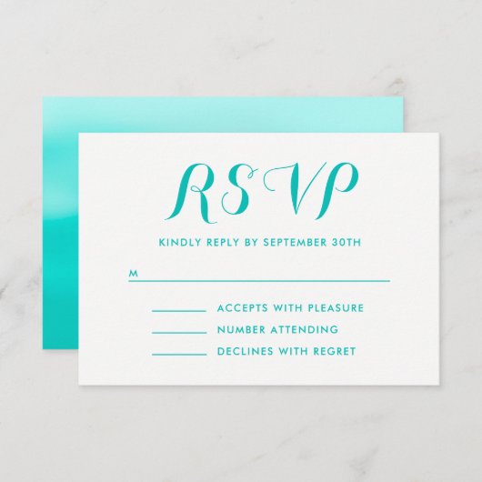 Cartons Réponse Ombre peint en bleu turquoise (Devant / Derrière)