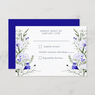 Cartons Réponse Ombre Royal Blue Ivory Floral Mariage