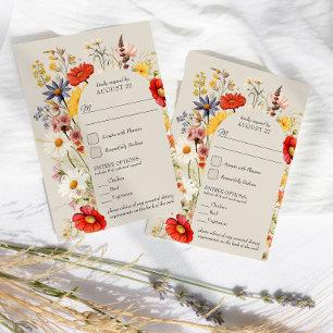 Cartons Réponse Option de mariage floral de fleurs sauvages rustiq