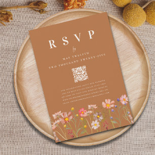 Cartons Réponse Options de repas de mariage couleur brun carmel fl