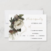 Cartons Réponse Options de repas de mariage d'hiver floral moderne (Devant)