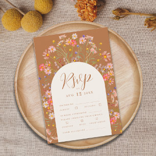 Cartons Réponse Options de repas de mariage floral automnal bohème