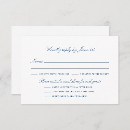 Cartons Réponse Options de repas élégantes Collection de points d' (Devant / Derrière)