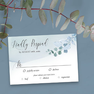 Cartons Réponse Options de repas élégants pour mariage Dusty Eucal