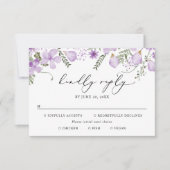 Cartons Réponse Options de repas Lavender Aquarelle Floral Mariage (Devant)
