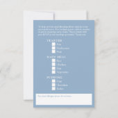 Cartons Réponse Options de repas mariage bleu pâle (Dos)