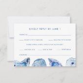 Cartons Réponse Options de repas Mariage huître Aquarelle bleue (Devant)