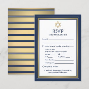 Cartons Réponse Options de repas pour Bar Mitzvah Demande de chans