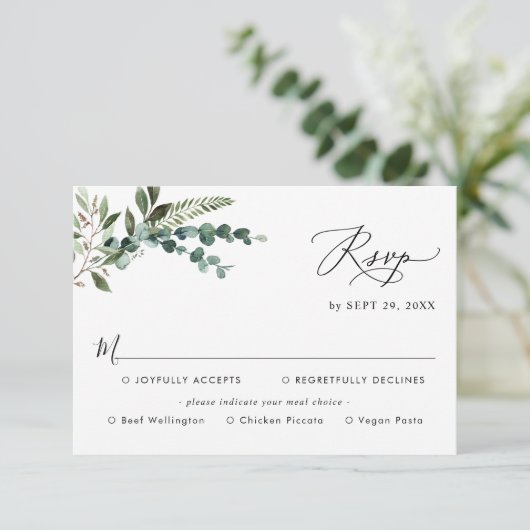 Cartons Réponse Options de repas Simple moderne Mariage de verdure (Debout devant)