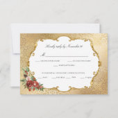 Cartons Réponse Opulence dorée Noël Mariage floral (Devant)