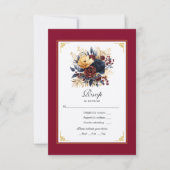 Cartons Réponse Or, bleu marine et Mariage floral de Bourgogne (Devant)