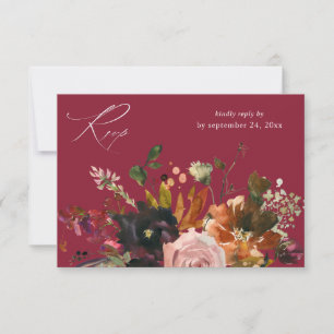 Cartons Réponse Or doré rustique, floral violet et rose avec repas