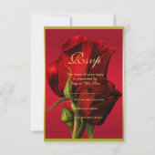 Cartons Réponse Or encadré romantique Rose rouge Anniversaire (Devant)