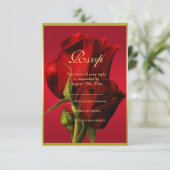 Cartons Réponse Or encadré romantique Rose rouge Anniversaire (Debout devant)