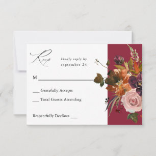 Cartons Réponse Or Floral Rustique, Violet & Rose V2 sans repas