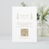 Cartons Réponse Or simple élégance botanique mariage de code QR (Debout devant)