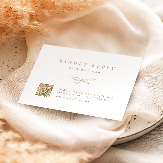 Cartons Réponse Or simple élégance botanique mariage de code QR
