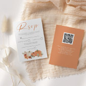 Cartons Réponse Orange Citrouille Automne Florals Script QR Code