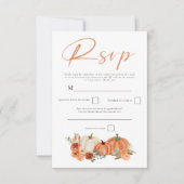 Cartons Réponse Orange Citrouille Automne Florals Script QR Code (Devant)