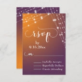 Cartons Réponse Orange Plum Ombre & Lumineuses Chaînes Mariage RSV (Devant / Derrière)
