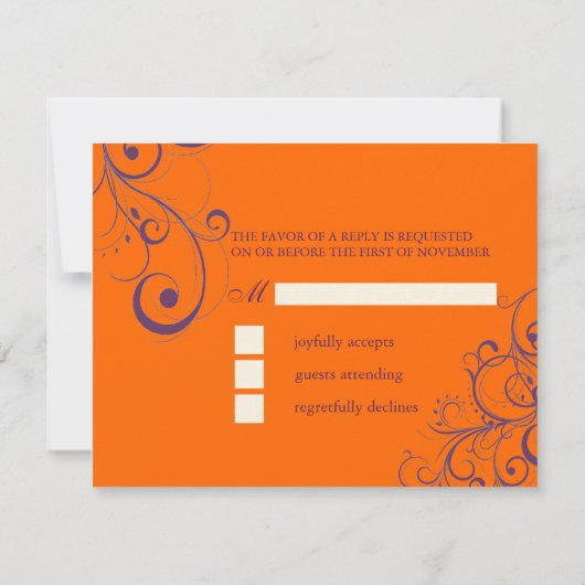 Cartons Réponse Orange + Plum Swirls/RSVP nécessitent des invitati (Dos)